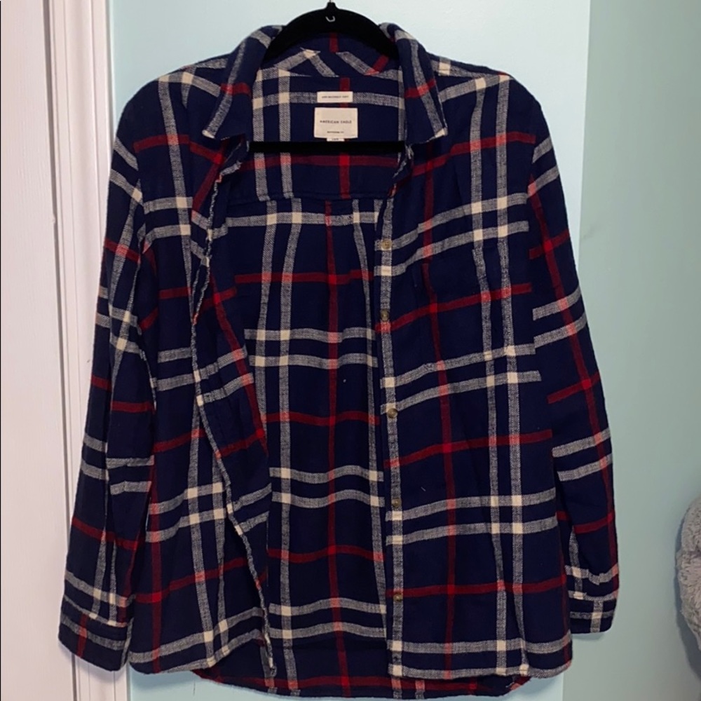 Navy Blue and Red flannel